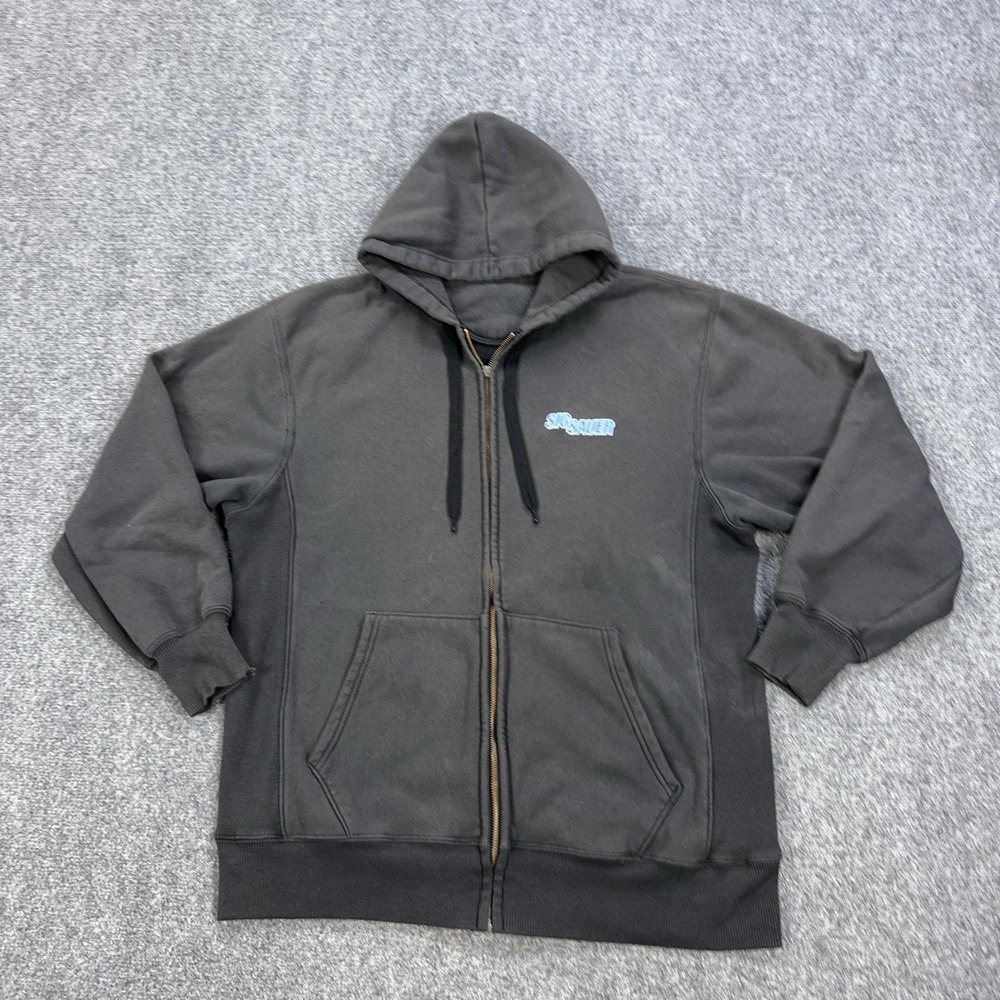 SIG SAUER Hoodie Mens XL Gray Full Zip Fleece Sweatshirt SIG SAUER Logo